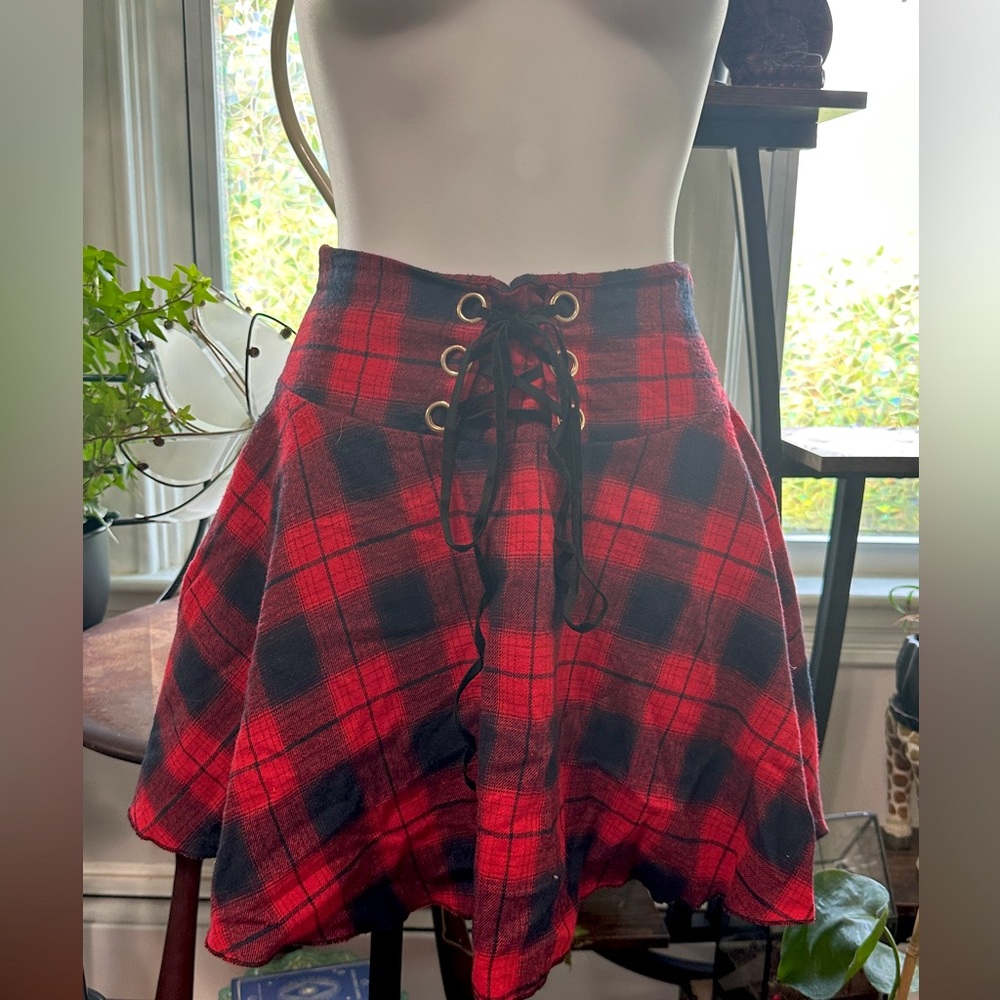 Plaid Corset Skater Skirt
